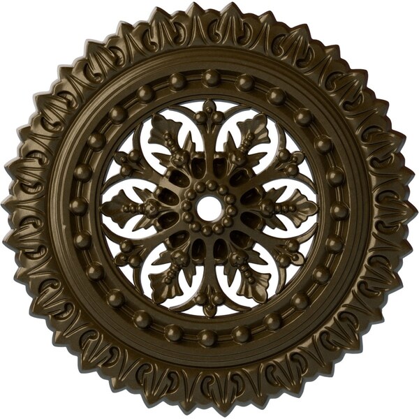 Ekena Millwork Sellek Ceiling Medallion (Fits Canopies up to 1 1/8"), 18 1/2"OD x 7/8"ID x 1 1/2"P, Brass CM18SKBRS - main